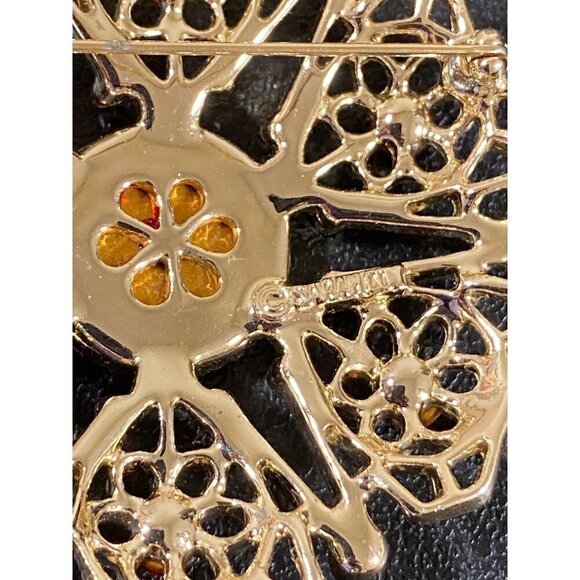 Sarah Coventry Serenade Filigree Star Red Cabochon Rhinestones Pin Brooch - Picture 4 of 7